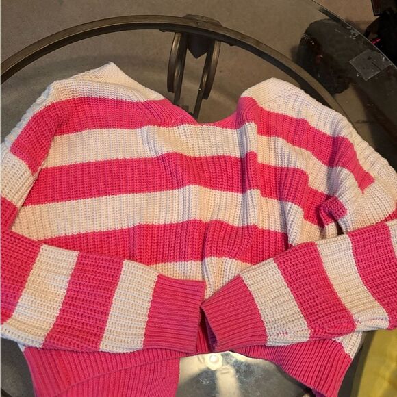 Jessica Simpson Pink and Cream Cardigan Sweater - Picture 3 of 3